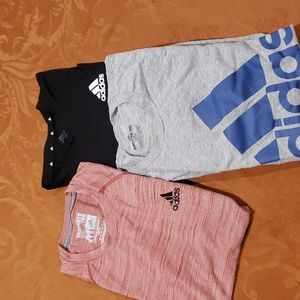 3 Adidas MEDIUM Tee Shirts 100% Cotton Black Grey Rose